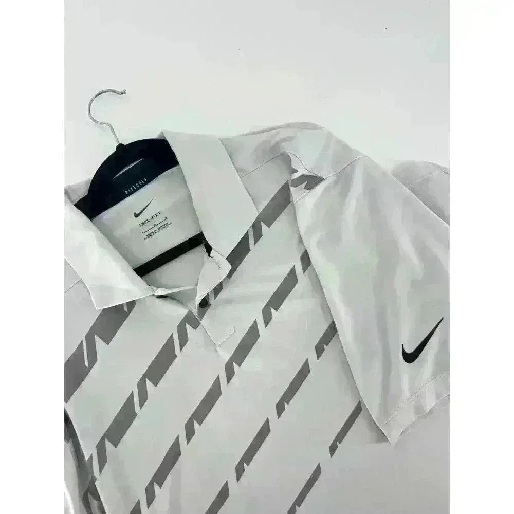 Nike Golf Dri-Fit Men's Short Sleeve Polo Shirt Size Large Pattern Stretch Golf